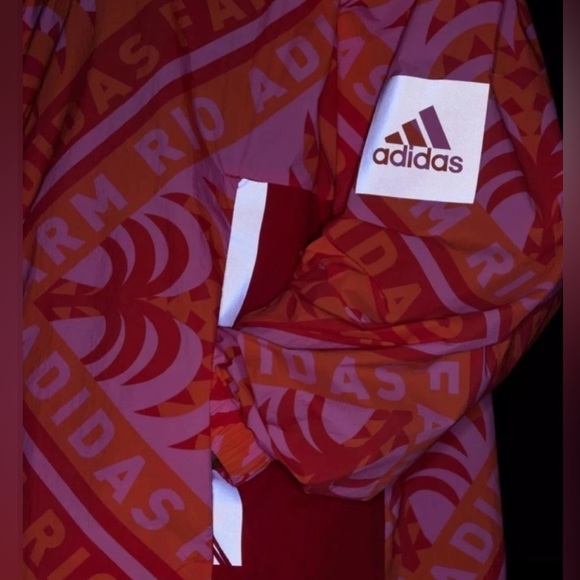 FARM RIO ADIDAS LONG JACKET WINBREAKER
TROPICAL COAT PINK RED TOMATO SOCCER MED - Picture 4 of 12